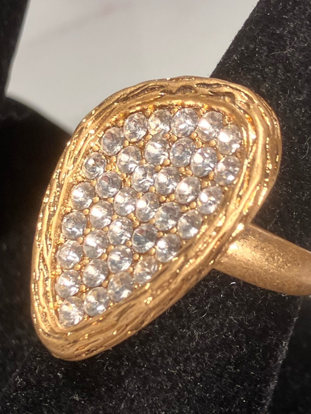 Gold freestyle Pavé Crystal Ring - Boca Women Jewelry size 8.